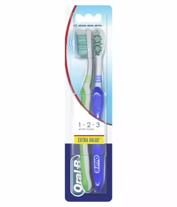 Oral-B Shiny Clean Toothbrush Medium 2 Units