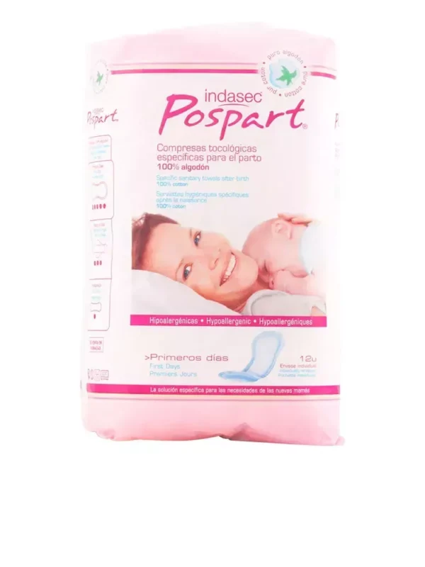 Indasec Pospart Tocological Compresses 100% Cotton 12 Units